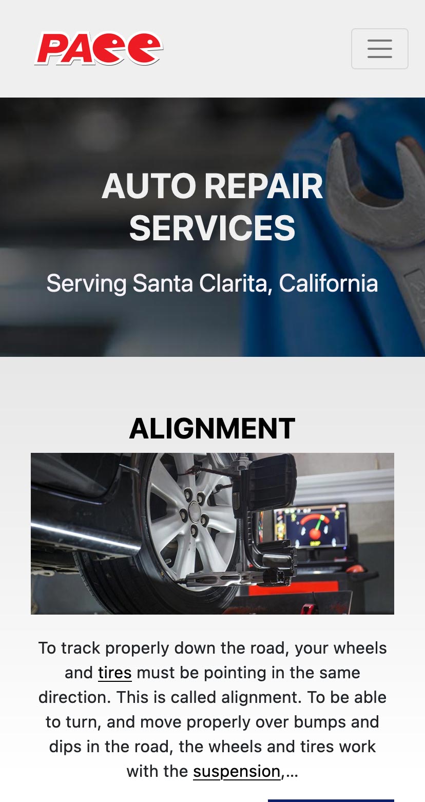 PACC Automotive Responsive Screenshot